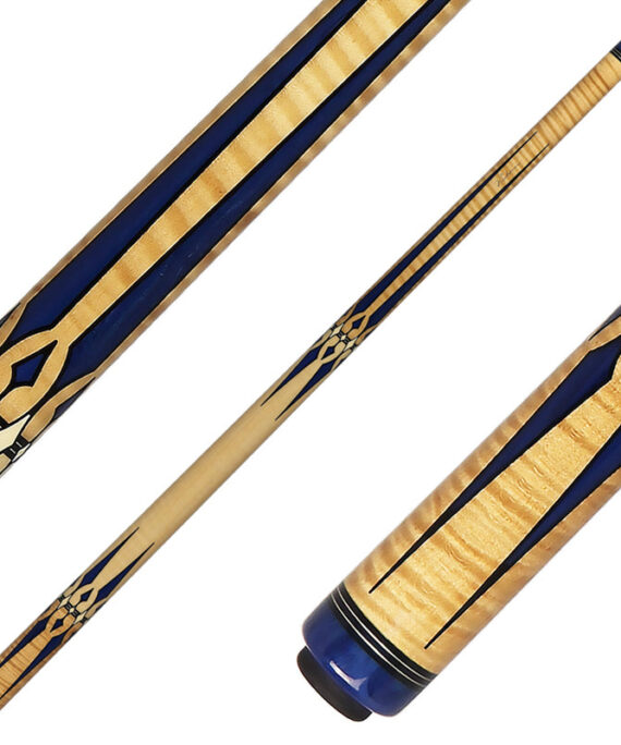 J Pechauer P19N Pro Series Pool Cue - Natural Stain with Ebony Framed Blue Juma Points