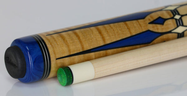 J Pechauer P19N Pro Series Pool Cue - Natural Stain with Ebony Framed Blue Juma Points - Image 3