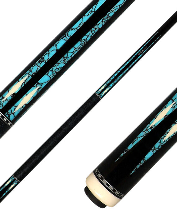 J Pechauer P21N Pro Series Pool Cue - Black with Turquoise Points
