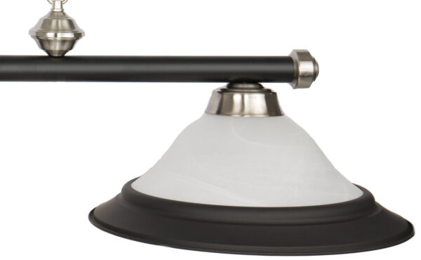 Presidential Billiards Pool Table Light - Matte Black with Chrome Accents and Glass Shades - Image 2