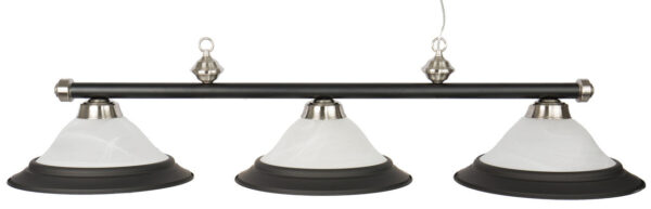 Presidential Billiards Pool Table Light - Matte Black with Chrome Accents and Glass Shades