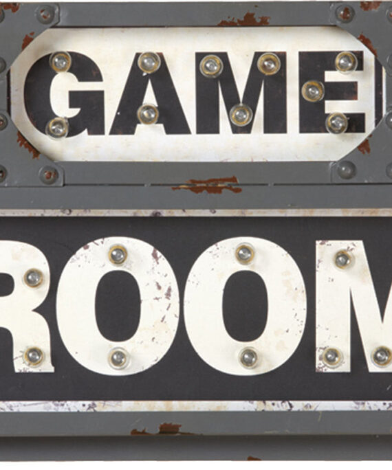 Game Room Lighted Metal Sign
