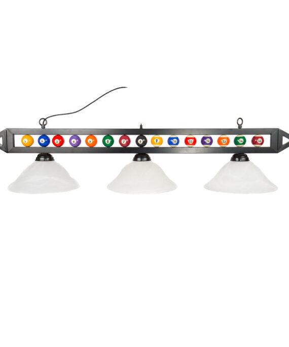 Presidential Billiards Ball Pool Table Light - Billiard Balls with Matte Black and Frosted White Glass Shades