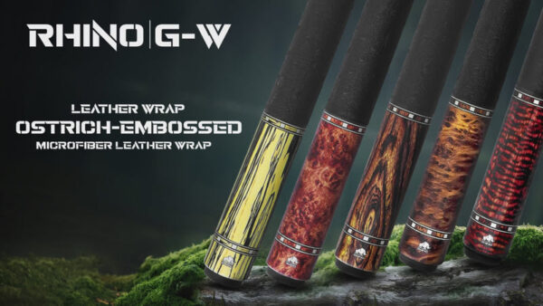 Rhino RCGWBKLW G-W Series Pool Stick - Pale Moon Ebony with Ostrich Leather Wrap - Image 2