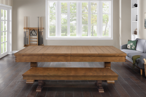 Dallas 8 Foot Pine Antique Honey Pool Table with FREE Dining Table Top and Bench - Image 2