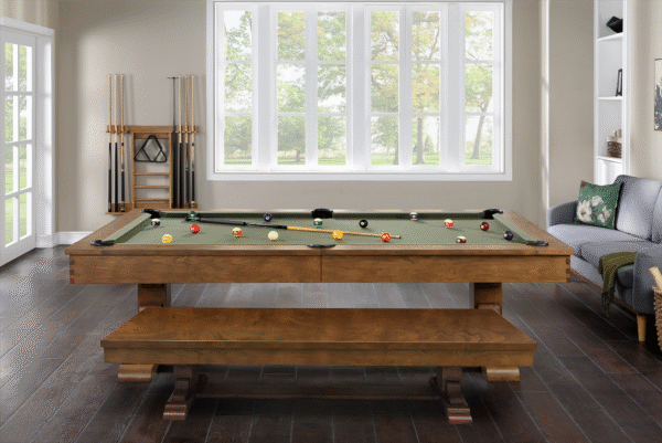 Dallas 8 Foot Pine Antique Honey Pool Table with FREE Dining Table Top and Bench - Image 3