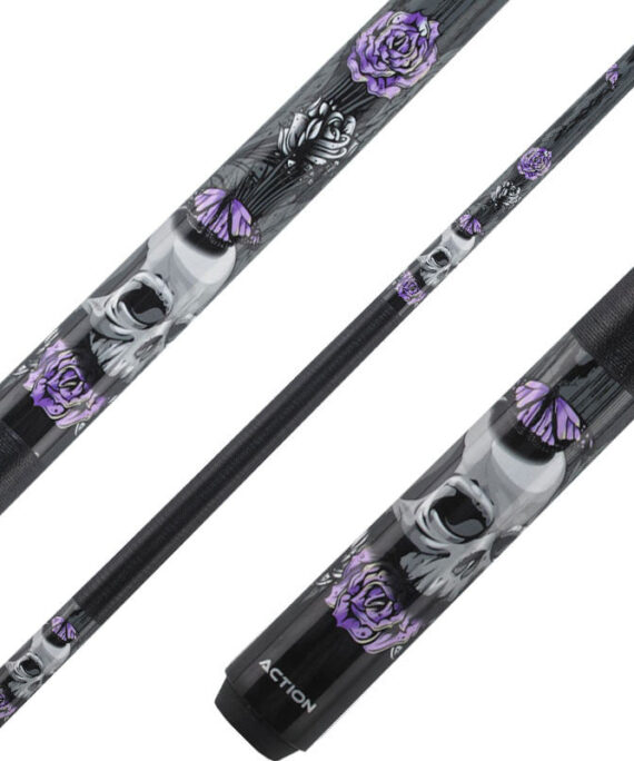 Eight Ball Mafia EBM14 Play Cue - Skull with Purple Rose