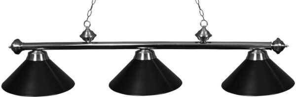 Ozone Brushed Chrome Pool Table Light with Black Shades