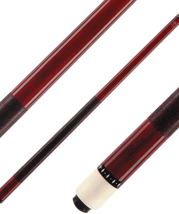 Lucky L06 Cue - Red Stain with White Diamond Rings
