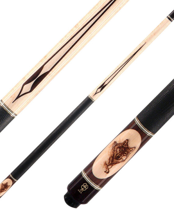 McDermott G320 Wildfire 3D Burnt Wood Cue - Wolf Head