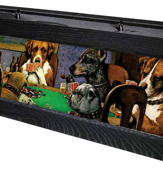 Poker Dogs Pool Table Light Black Stain