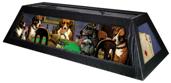 Poker Dogs Pool Table Light Black Stain