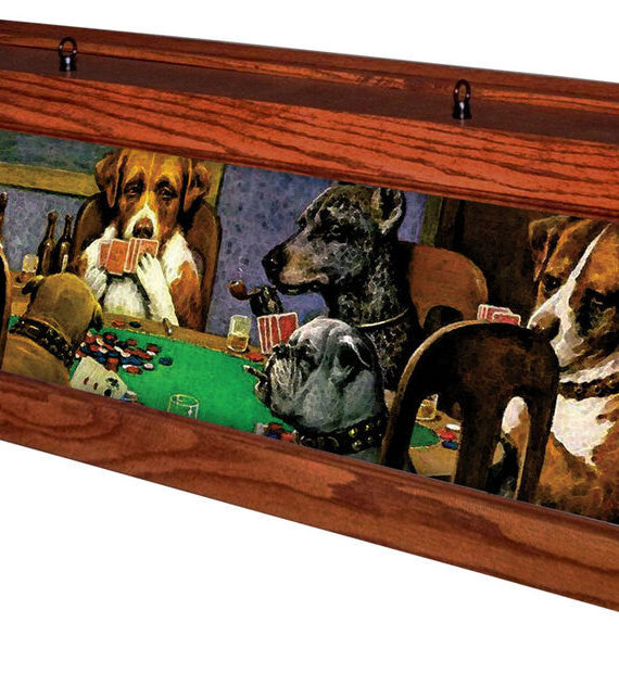 Poker Dogs Pool Table Light Cherry Stain