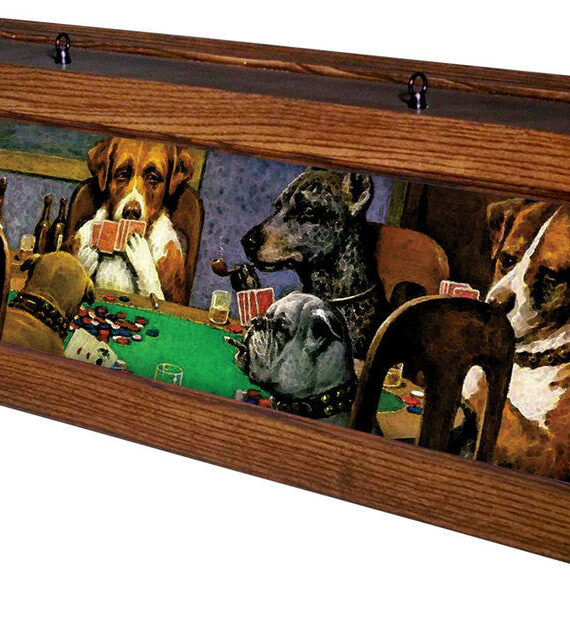 Poker Dogs Pool Table Light Mahogany Stain