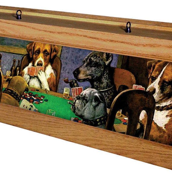 Poker Dogs Pool Table Light Oak Stain